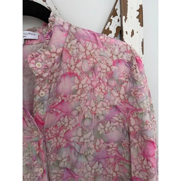 Taylor Tillman Liza Midi Ruffle Shirt Dress in Lavender Earth Size XS Oversized - Picture 5 of 9